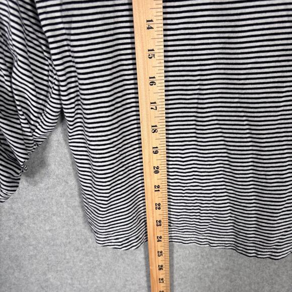 Talbots Shirt Large Navy Striped Ruched Cotton Modal Jersey Basic Yacht Sailor - Picture 6 of 9